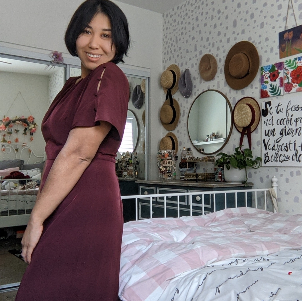 DONATED Ann Taylor Deep Burgundy Dress - Picture 5 of 5
